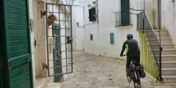 Riding through typical and paved village streets