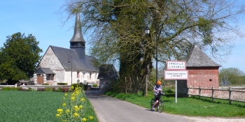 Cycling through little villages with chapel and old houses