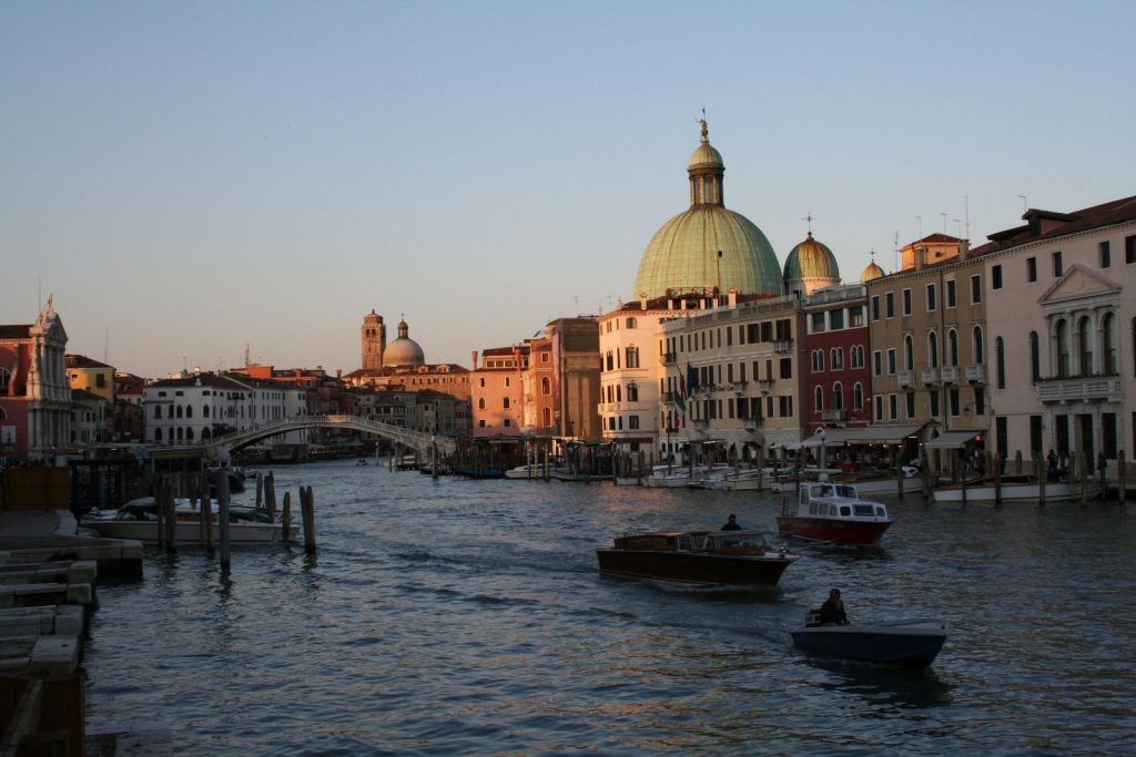 Sunset over a Venice canal