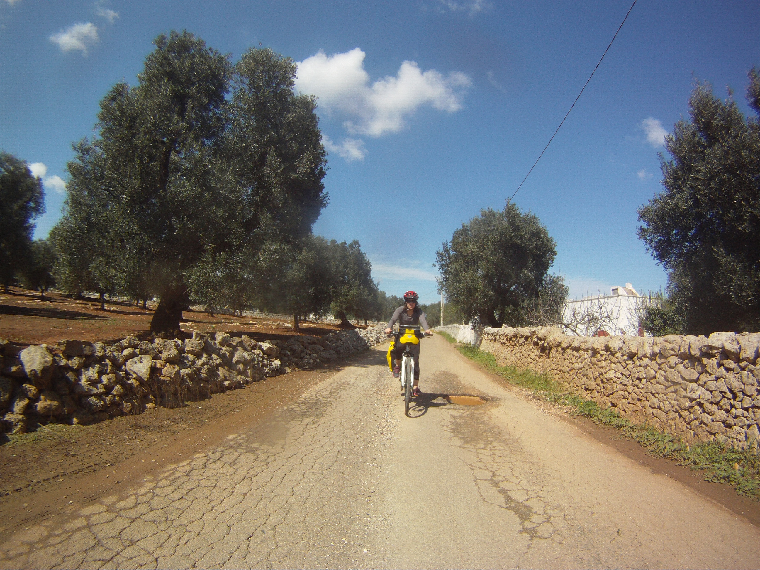 Cyclomundo rider on a quiet Apulian road
