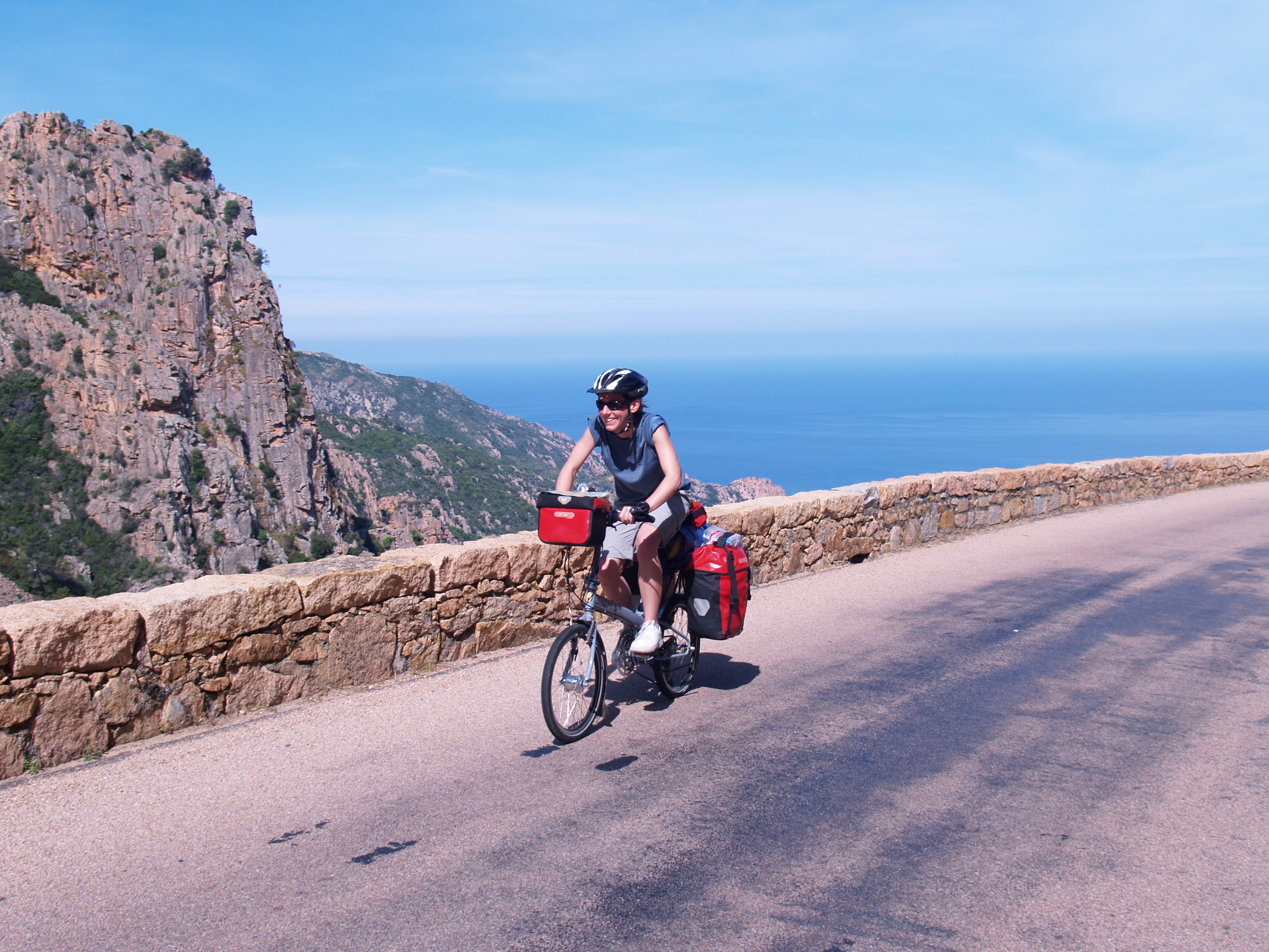 Biking along a Corsican road