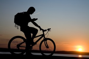 Cyclist with a cell phone