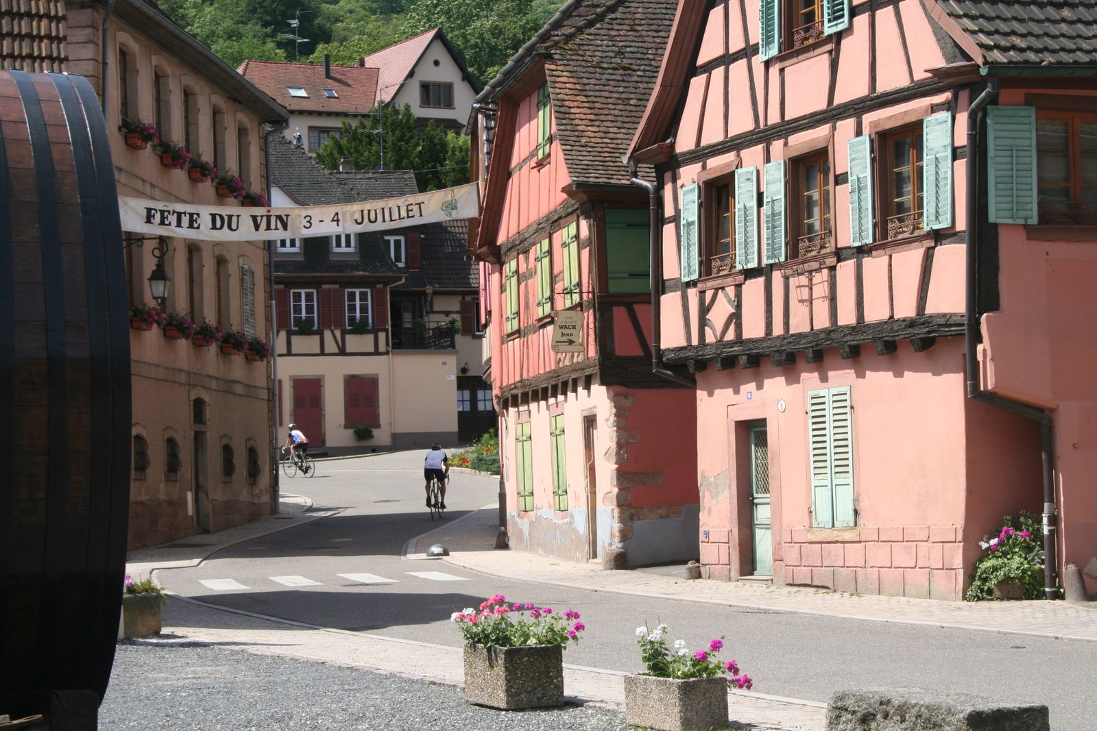 Half-timbered buildings along Alsace's Wine Route