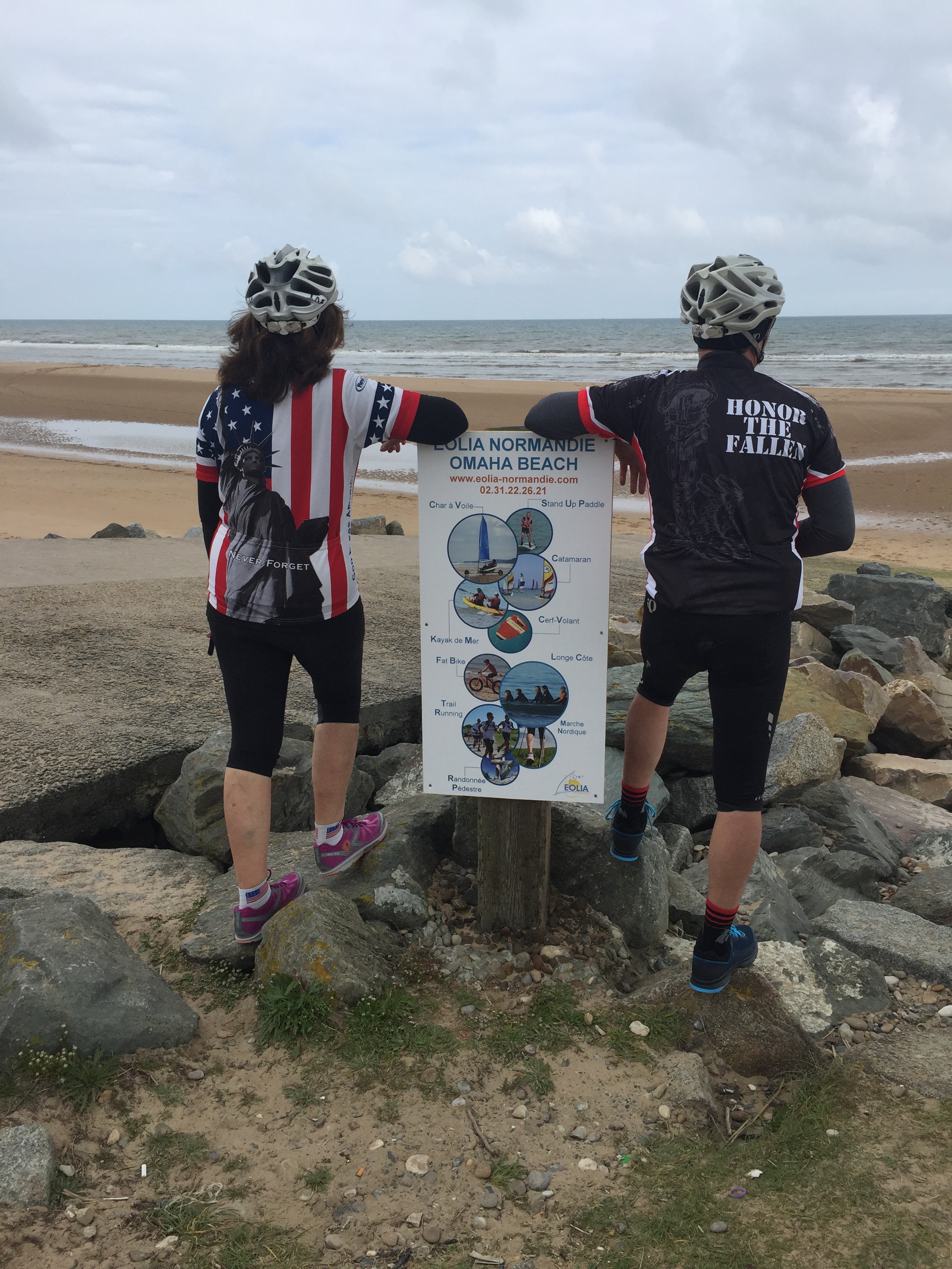 Cyclomundo riders at Omaha Beach, Normandy