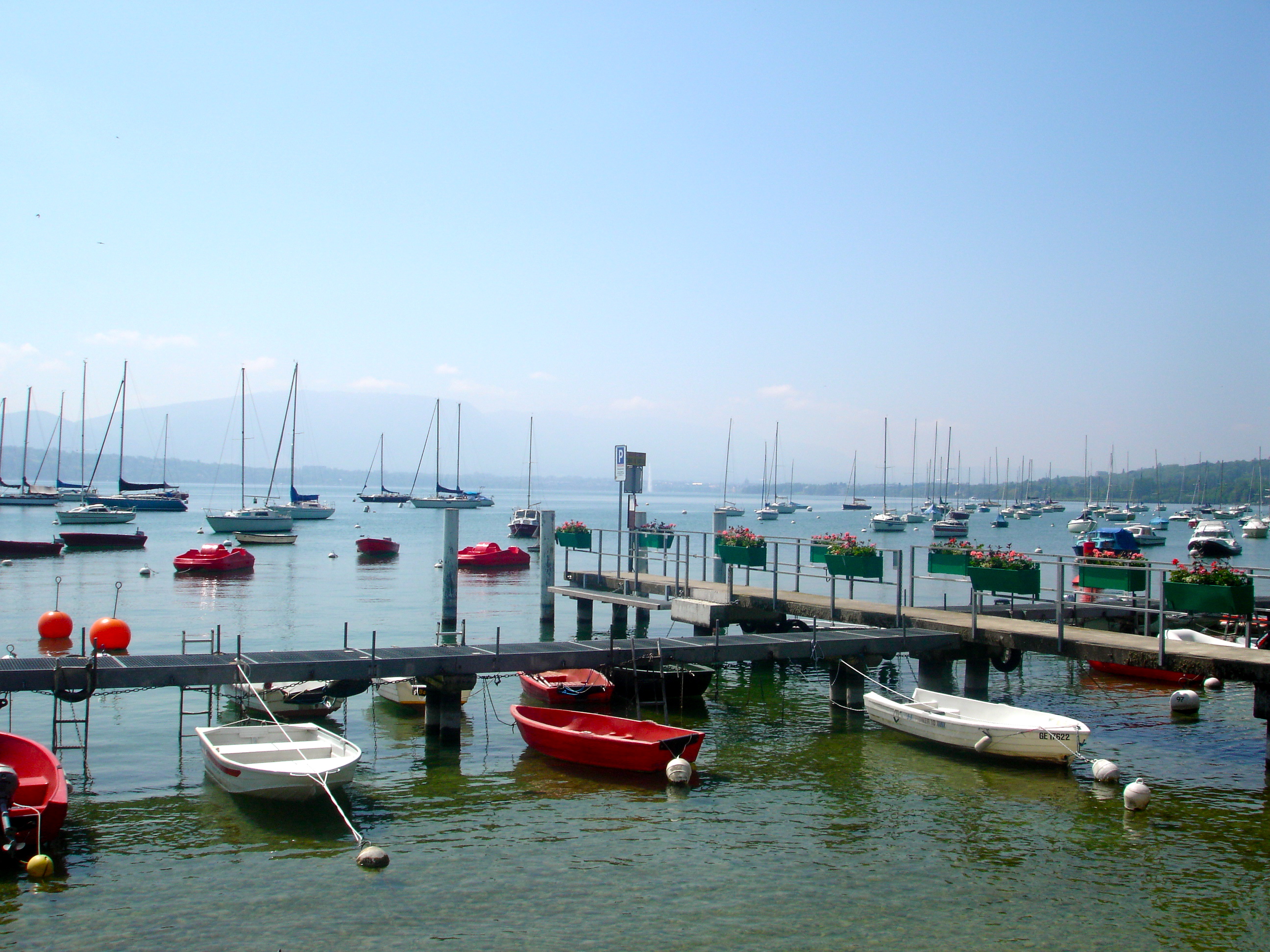 docked boats on Lake Geneva