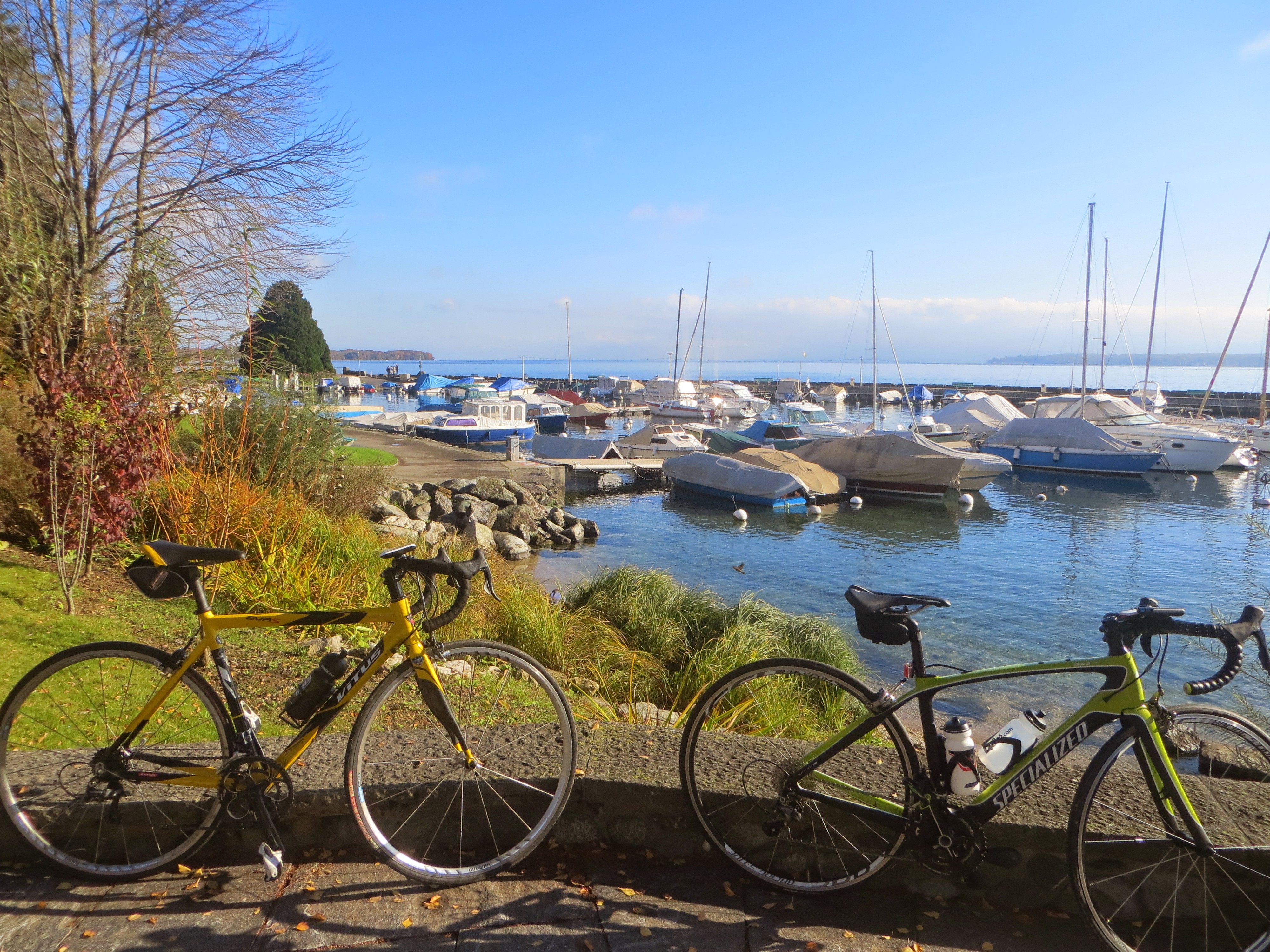 Cyclomundo bikes in front of Lake Geneva