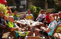After a long ride, nothing better than getting off the bike and take a fresh beer with your friends