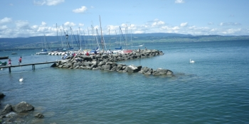 Our short escape from Geneva cycling trip involves a ferry crossing from Rolle in Switzerland to Yvoire in France