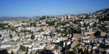 The arabic area of the town of Granada, view from the famous Alhambra