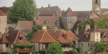 Typical village along the road from Dordogne to Bordeaux