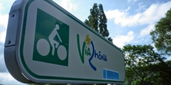 The ViaRhona is a bike itinerary linking Lake Geneva to the Mediterranean sea
