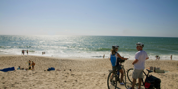 A break from cycling on the beach, Silver Coast, near Furadouro